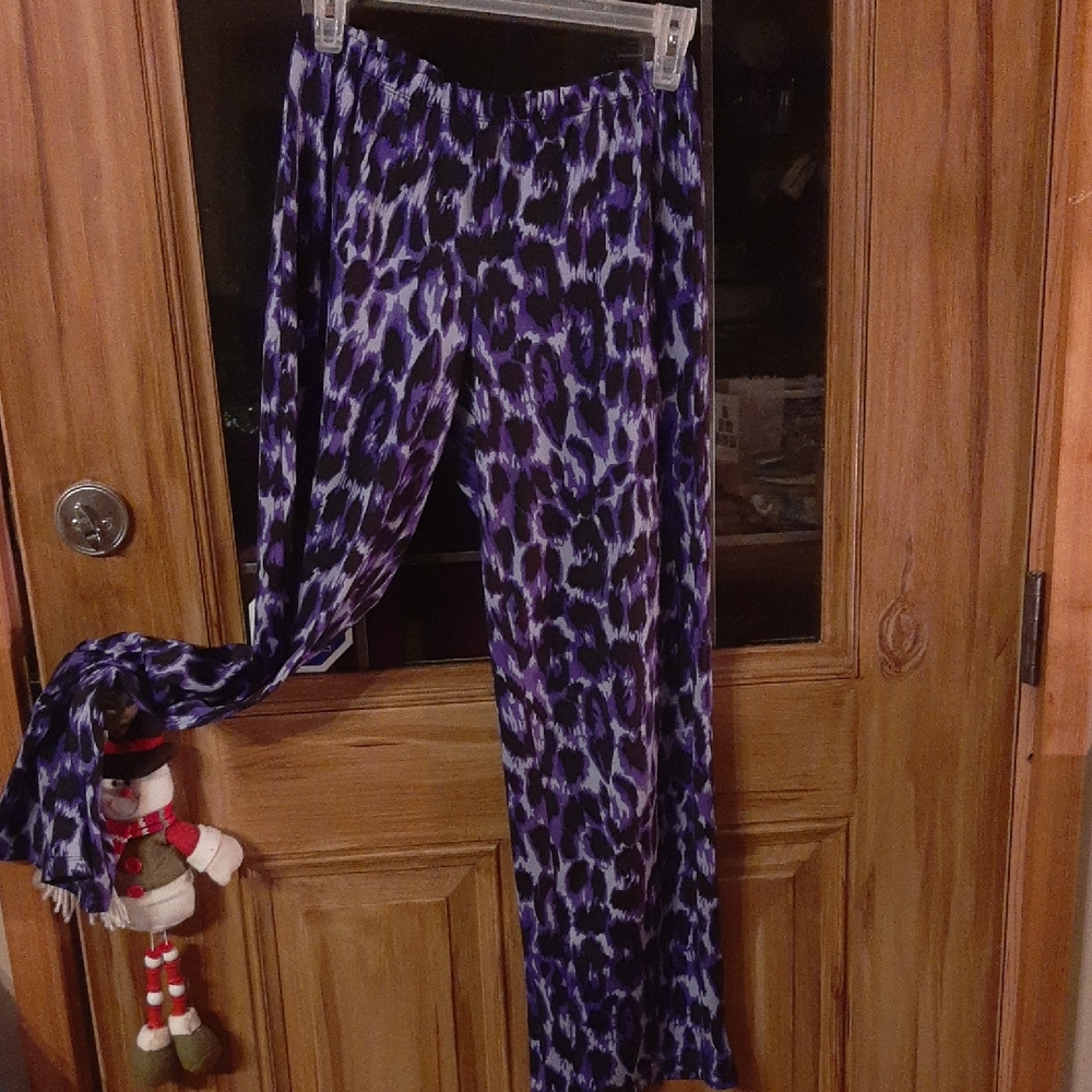Avon Purple Leopard Print Pajama Pants